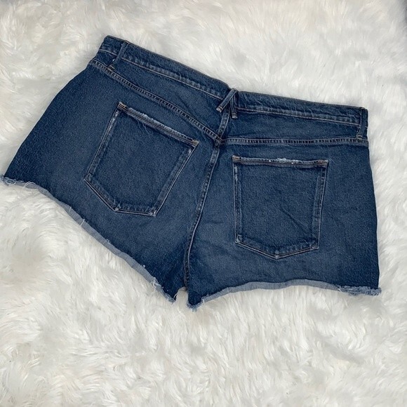 Good American Good 90’s High Waisted Denim Jean Frayed Cut Off Shorts Plus Sz 20 - Picture 11 of 13